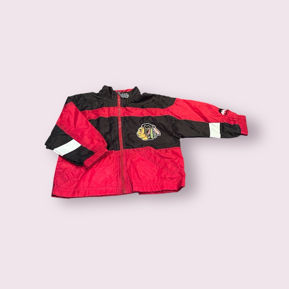 NWT NHL Baby Chicago Blackhawks Hockey Nylon Zip Front Jacket MightyMac 18 Mon